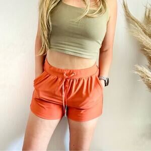 NEW OLD NAVY Rust Orange PowerSoft Workout Gym Running Mini Drawstring Shorts M